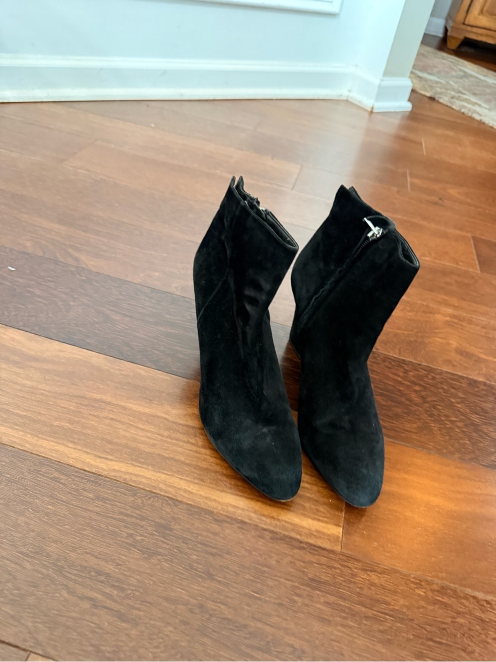 Sam Edelman Black Suede Ankle Booties with Side Zip